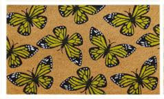 Coir Doormat - ECO- FRIENDLY PVC COIR DOOR MAT (75 x 45 x 1.5 cm)  Butterfly Design  Yellow and Black Color - 18 x 30 inch (45 x 75 cm)